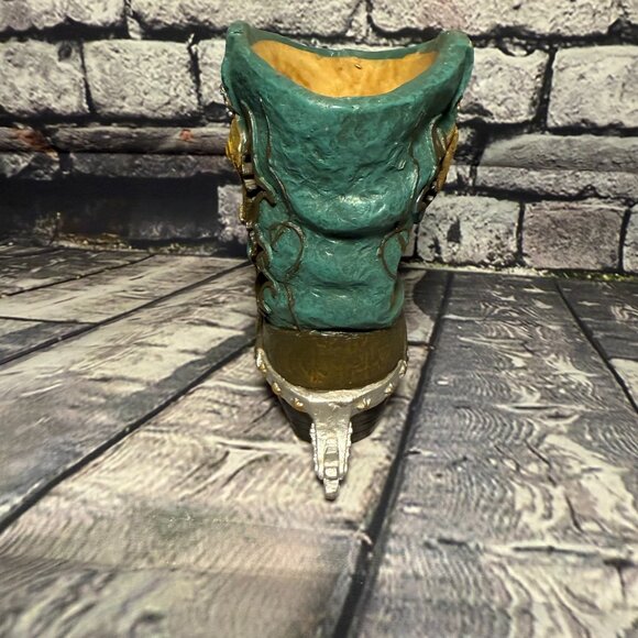 Vintage 1990's Young Inc. Teal Cowboy Boot Tea Light Holder - Picture 7 of 11